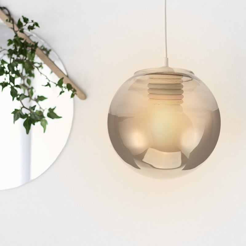 Grey Glass Globe Pendant Light Shade 130mm Diameter 7mm Caliber Replacement - Image 3