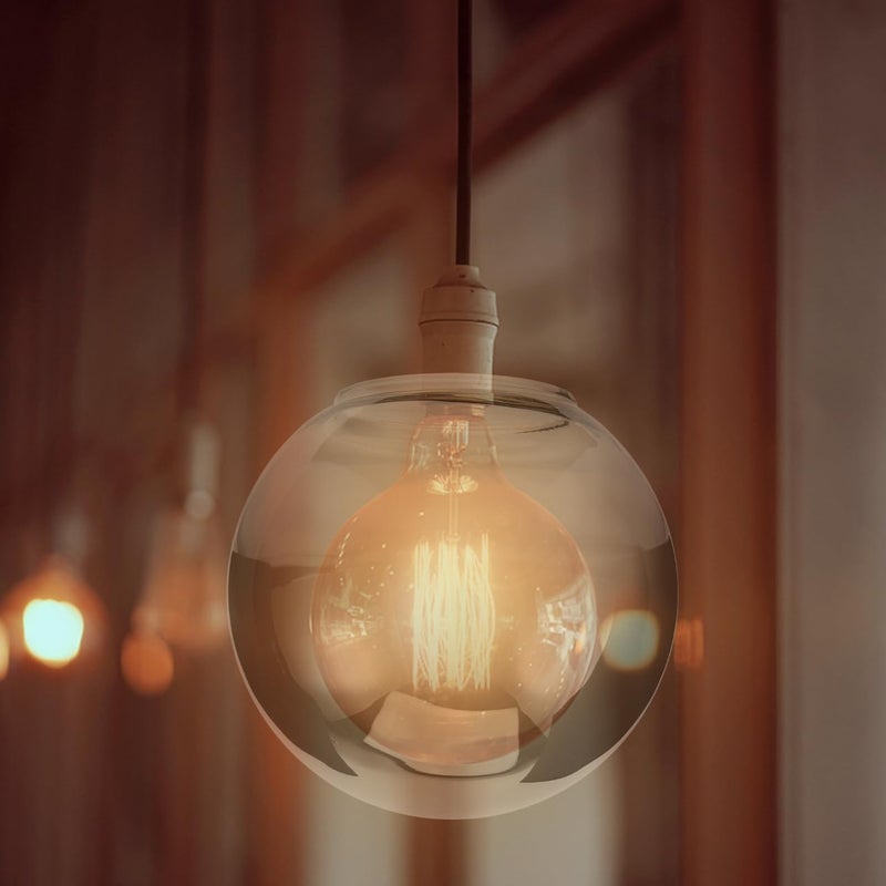Grey Glass Globe Pendant Light Shade 130mm Diameter 7mm Caliber Replacement - Image 4