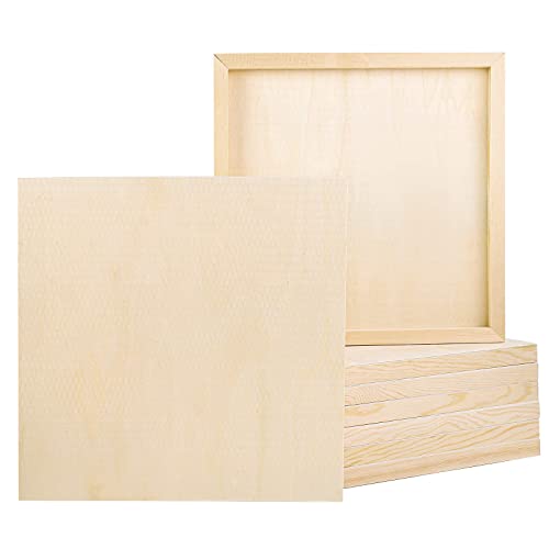 ADXCO 8 Pack Wood Panels 12 x 12 Inch Unfinished Wood Canvas Wooden Panel Boards for Painting, Pouring, Arts Use with Oils, Acrylics - Image 1