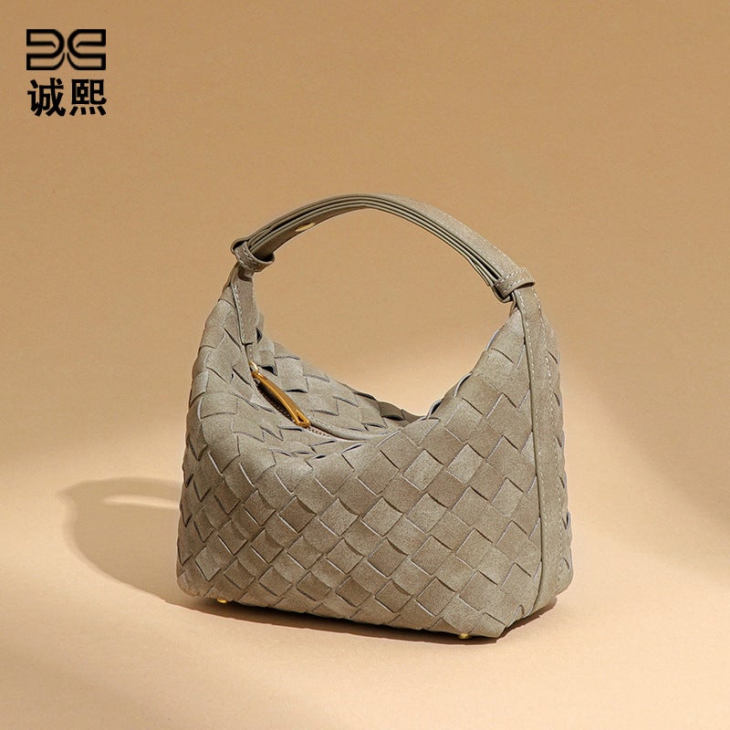 Autumn and Winter 2026 Frosted Woven Hand Carrying Lunch Box Bag Small All-match Mini Lunch Bag Women's Handbag - Image 5