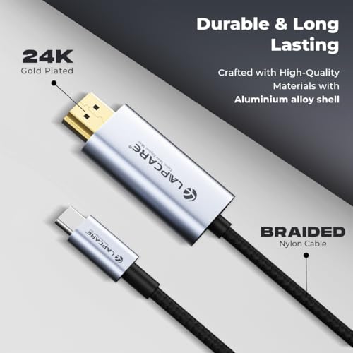 Lapcare Type C to 2.0 HDMI Cable, 4Kx2K@30Hz UHD Resolution, 1.5 Mtr, 5GBPS Transmission Speed, High-Speed, Male to Male, Compatible with TV, Laptop, Type-C Smartphone, Projector, etc - Image 5