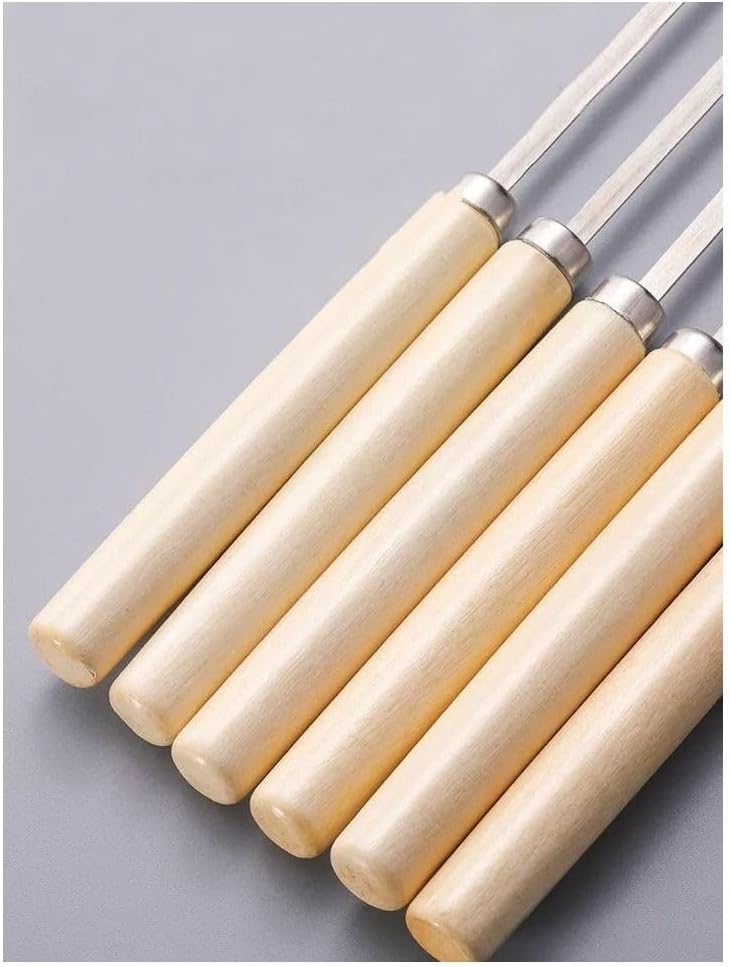 Pcs Stainless Steel Flat and Round Grilling Skewers Reusable BBQ Sticks