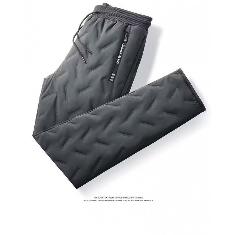 Fleece-Lined Thickened Pants For Men, Warm Winter Lamb Fleece Plush Cotton Pants, Casual Versatile Cotton Pants - Image 1
