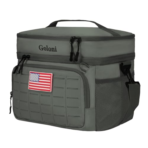 Goloni Soft Sided Insulated Cooler Bag Leakproof Portable Lunch Box for Men Woven Camping Beach Picnic Olive - Image 1