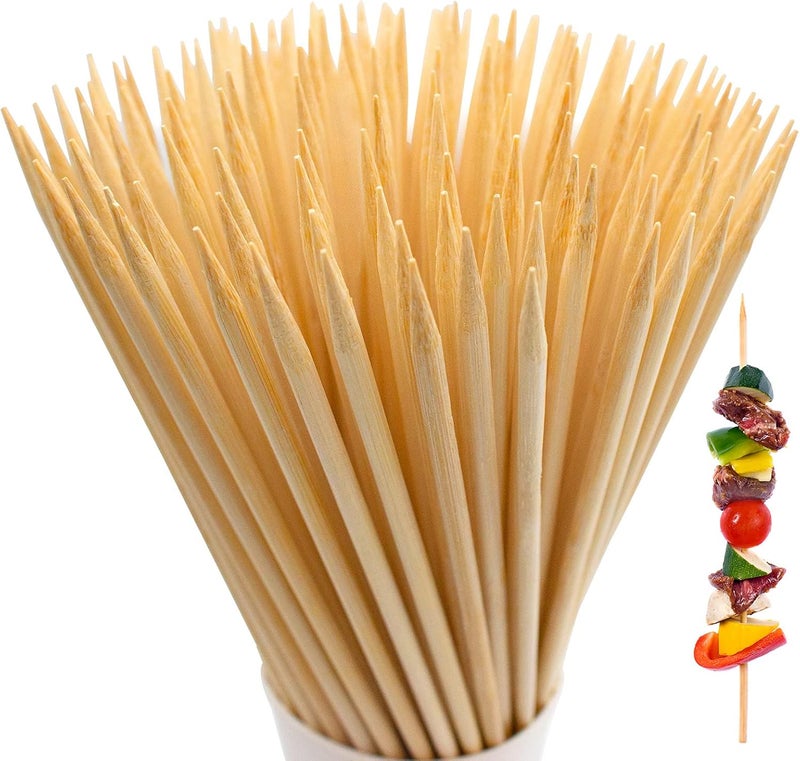 BLUETOP Natural Bamboo Skewers 12inch Φ=4mm Pack 200;Bamboo Sticks for Grilling, BBQ, Kabob,; Candy Sticks for Fruits, Candies, Chocolate Fountain, Appetizer, Plant Sticks for flower tomato growth - Image 1