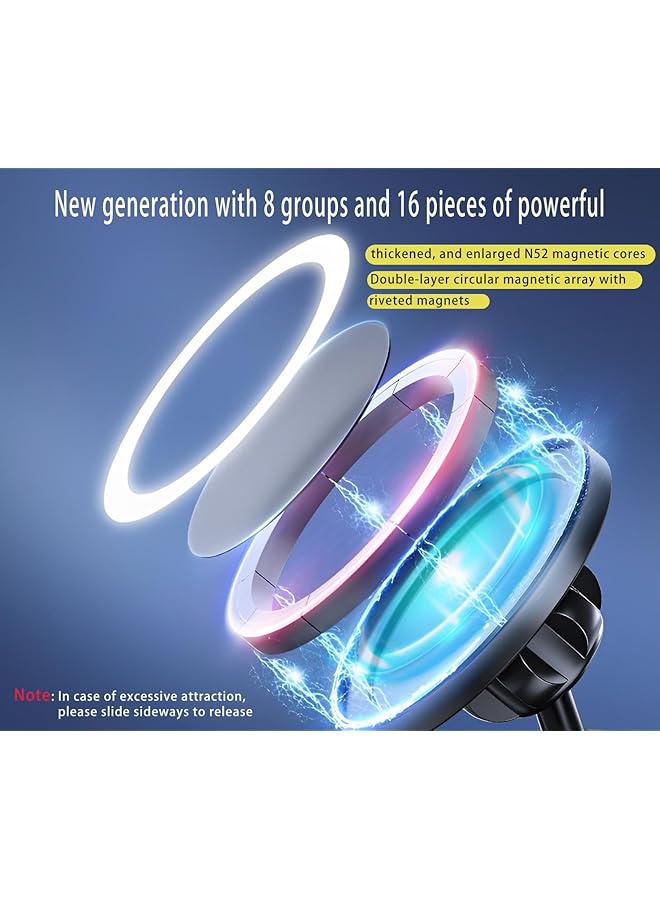 NALACAL Car Mount, Multi-Functional Fits Mag-Safe Car Mount, Strong Magnetic Phone Holder, For Mag-Safe Gym Mount, Adhesive Base, Portable Support, Fits Iphone 15 Car Mount For All Phones And Mag-Safe Cases - Image 3