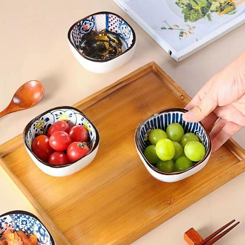 FS COOL FS COOL Sauce Bowl Set - Sauce Bowl, 4 Different Pattern Dipping Bowls, Colorful,Patterned Snack Bowl,Small Bowls for Soy Sauce, Ketchup, Condiments, Salad Dressing, Spices (Set of 4, Random Pattern)  - Image 3