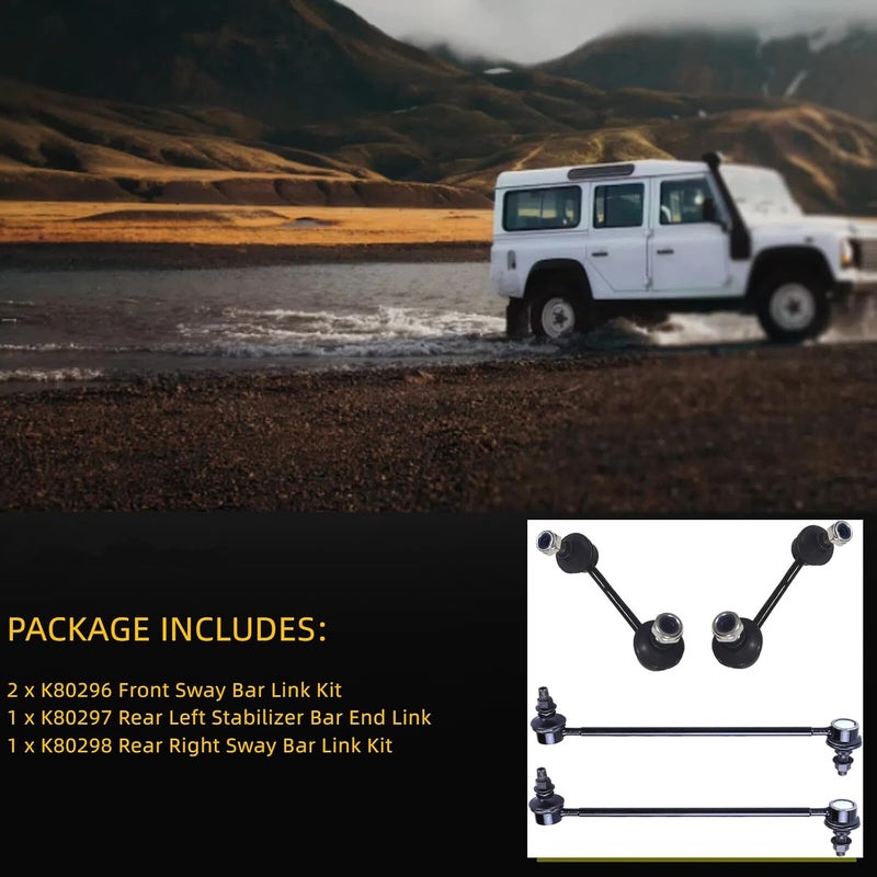 HHCM 4pc Front Rear Sway Bar Link Kit K80296 K80297 K80298 for Toyota RAV4 2001 2002 2003 2004 2005, Front Stabilizer Bar End Links and Rear Sway Bar End Links, Suspension Stabilizer Bar Link Kit - Image 3