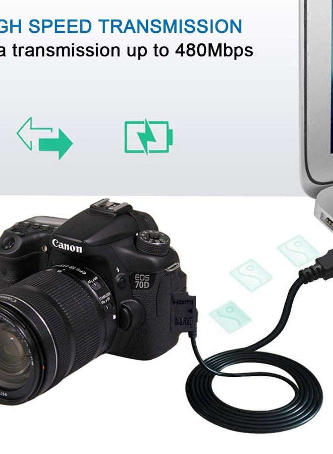 SCOVEE كابل USB للكاميرا، كابل نقل بيانات Mini USB لكاميرات Canon PowerShot/Rebel/EOS/DSLR/ELPH وكاميرات Sony/Nikon UC-E4 وكاميرات الفيديو IFC-400PCU بواجهة شحن بديلة وكابل كمبيوتر بطول 6 أقدام - Image 3