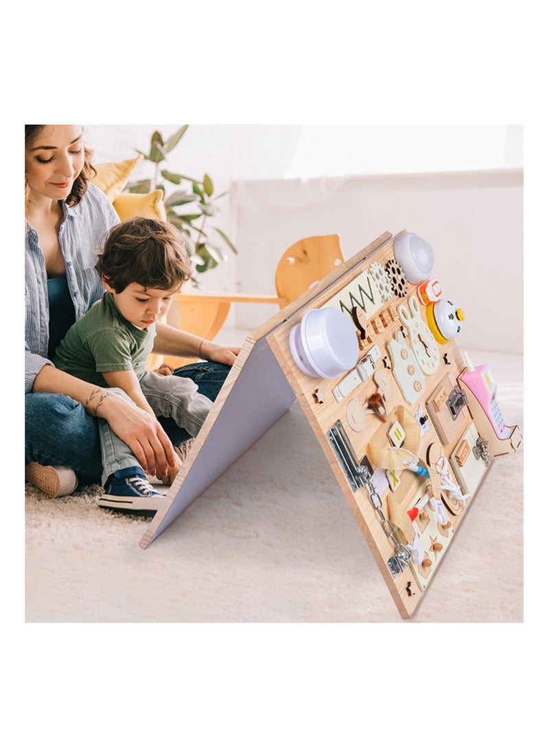 cuqup Montessori Busy Board ALL in ONE Wooden Sensory Board Bear for Toddlers Sensory Activity Boards to Learn Basic Life Skills & Fine Motor Skills Motor Activity Board for Children Aged 2-6 - Image 4