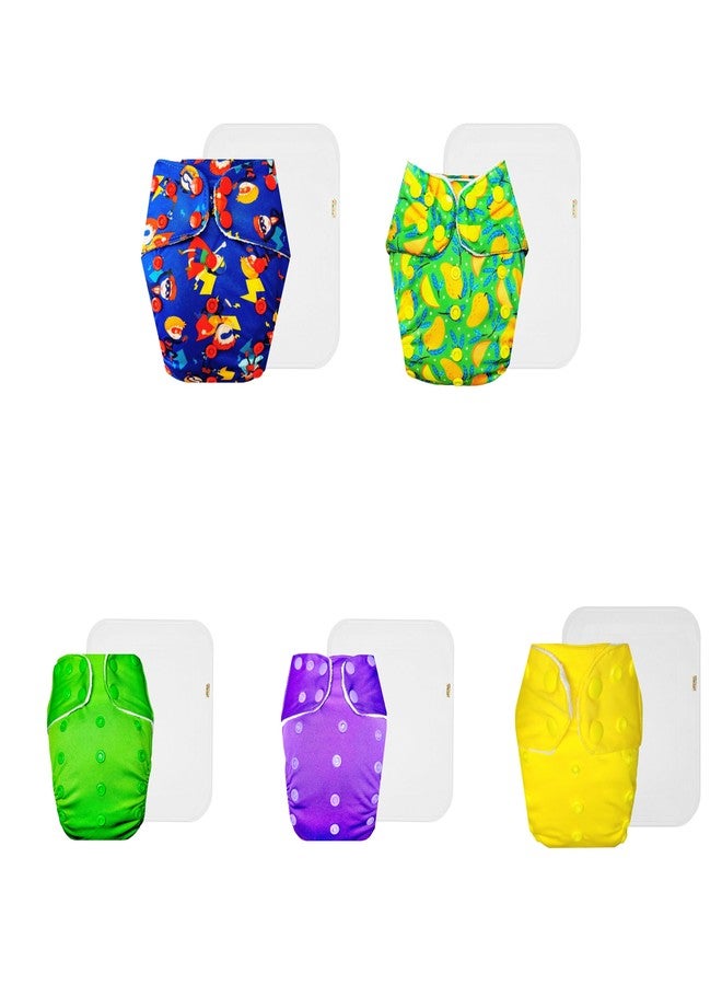 حفاضات دمبلدو القماشية الممتازة مع حشوة قطنية (عبوة من 5) | ناعمة ولطيفة | قابلة لإعادة الاستخدام والغسل | أزرار كبس قابلة للتعديل | موثوق بها من قبل الأمهات | من 3 أشهر إلى 3 سنوات | للجنسين - Image 1