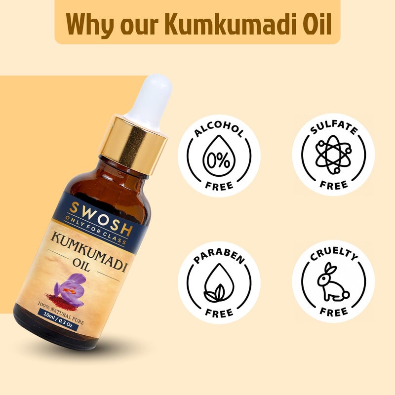 SWOSH Ayurveda Kumkumadi Tailam -Kumkumadi Face Oil With Saffron for Glowing Skin(10 ml) - 100% Vegan and Chemical Free | Helps Revive and Repair Dull and Damage Skin - Image 1