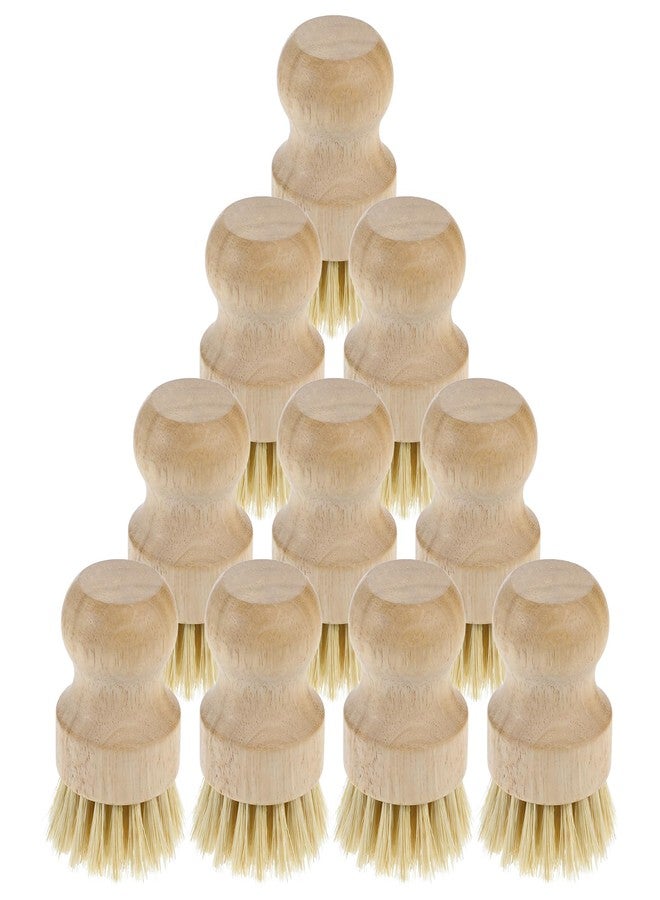 COMNICO 10 Pcs Bamboo Dish Scrub Brush Set, Mini Natural Wooden Scrubbers Set Round Dish Brush Vegetable Durable Scrubber Cleaning Kit for Cleaning Pot Pan Sink - Image 3
