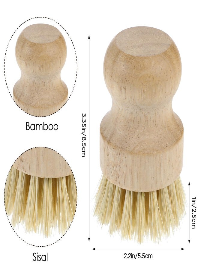 COMNICO 10 Pcs Bamboo Dish Scrub Brush Set, Mini Natural Wooden Scrubbers Set Round Dish Brush Vegetable Durable Scrubber Cleaning Kit for Cleaning Pot Pan Sink - Image 2