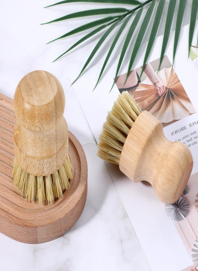 COMNICO 10 Pcs Bamboo Dish Scrub Brush Set, Mini Natural Wooden Scrubbers Set Round Dish Brush Vegetable Durable Scrubber Cleaning Kit for Cleaning Pot Pan Sink - Image 4