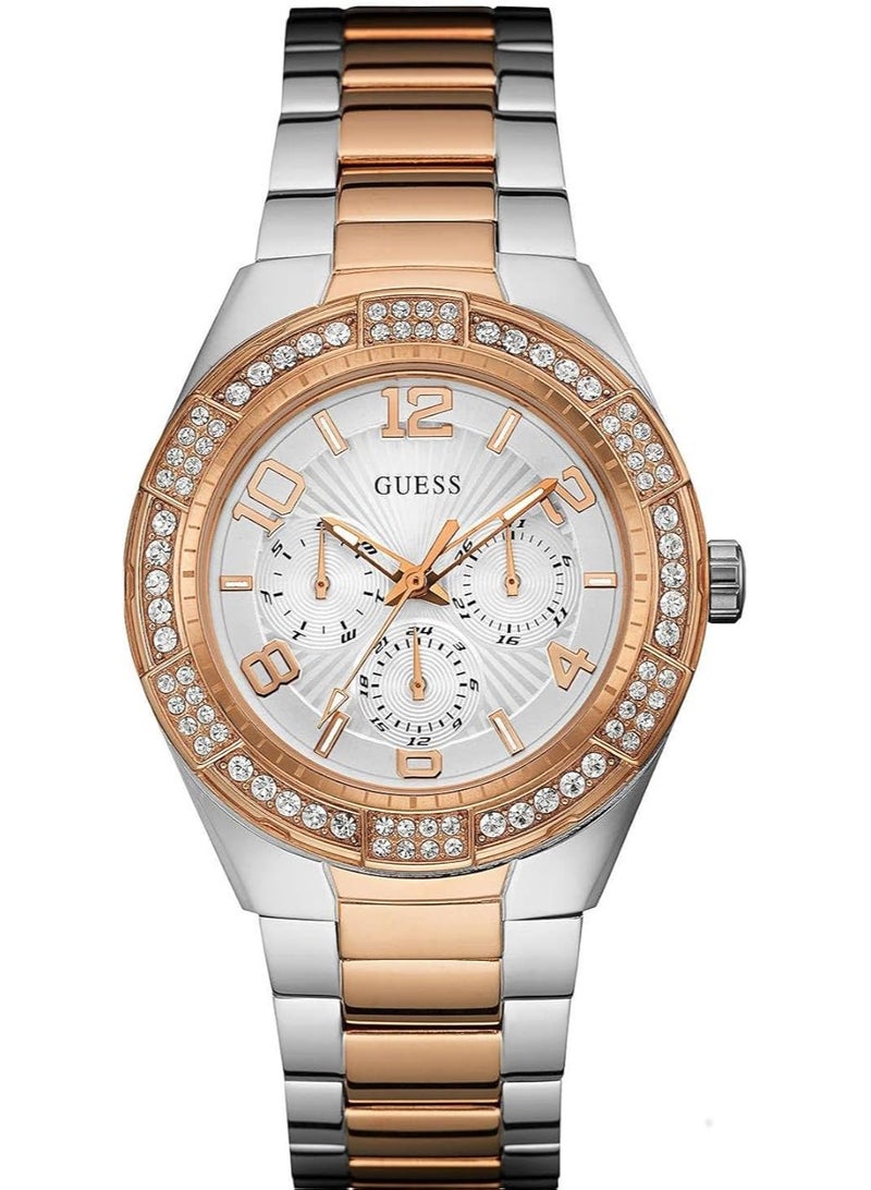 جس ساعة جيس النسائية بمينا بيضاء وسوار من الفولاذ المقاوم للصدأ - W0729L4 - Image 1