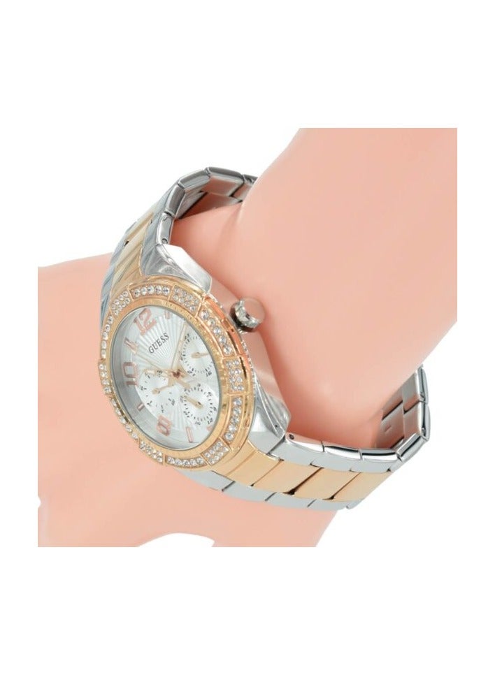جس ساعة جيس النسائية بمينا بيضاء وسوار من الفولاذ المقاوم للصدأ - W0729L4 - Image 3