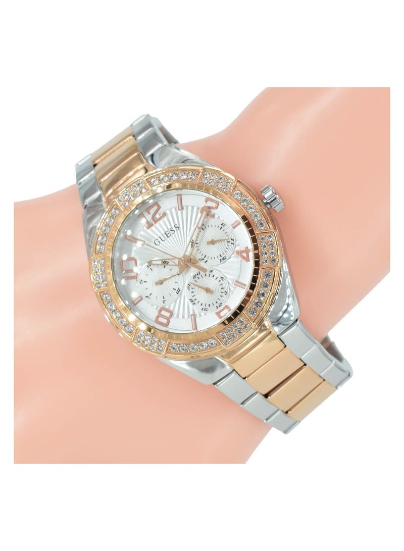 جس ساعة جيس النسائية بمينا بيضاء وسوار من الفولاذ المقاوم للصدأ - W0729L4 - Image 4