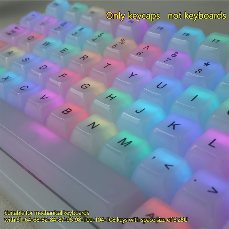 115 Key White Jade Translucent Keycaps OEM Profile Side Engraving For MX Switch - Image 1