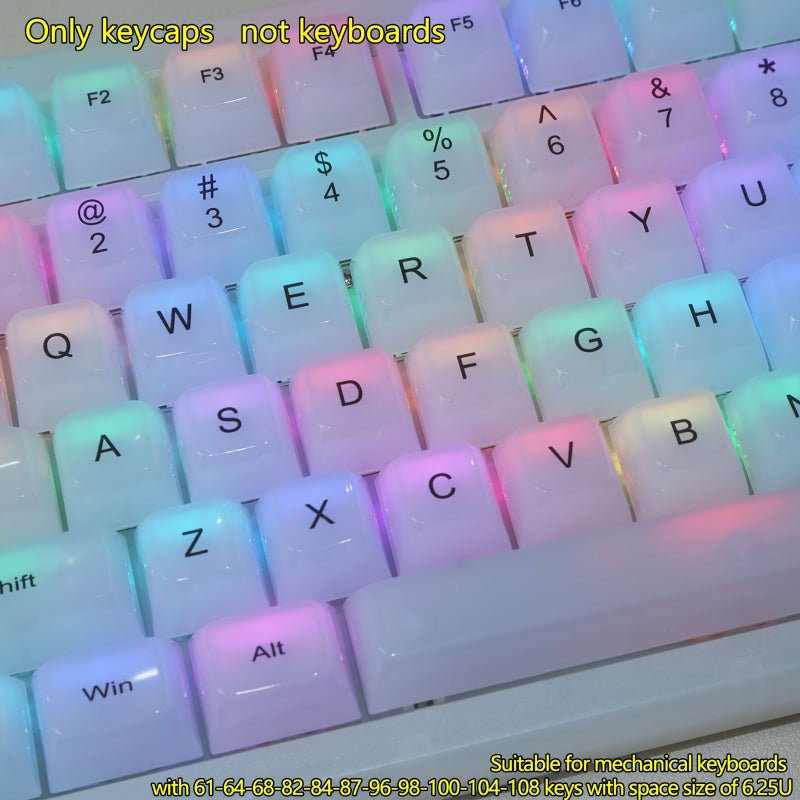 115 Key White Jade Translucent Keycaps OEM Profile Side Engraving For MX Switch - Image 5