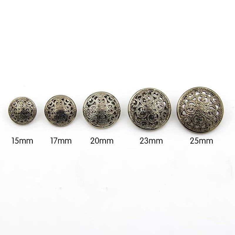 vingol 5 Pcs Hollow Metal Button Black Sliver Gold Buttons Round Decorative Button for Clothes Sewing Accessories (Antique Gold, 28mm) - Image 5