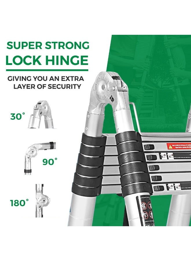 3.8M Professional Double Telescopic Aluminum Ladder – Heavy-Duty Foldable Design with Dual Locking System – Ideal for Home, Industrial, and Professional Use - Image 3