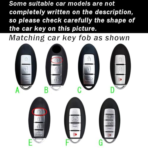 ontto 5-buttons Key Cover Fit for Nissan Altima Rogue Sentra Pathfinder Frontier Maxima Car Key Case Metal Key Protector Silicone Smart Remote Key Holder Black - Image 2