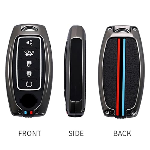 ontto 5-buttons Key Cover Fit for Nissan Altima Rogue Sentra Pathfinder Frontier Maxima Car Key Case Metal Key Protector Silicone Smart Remote Key Holder Black - Image 4