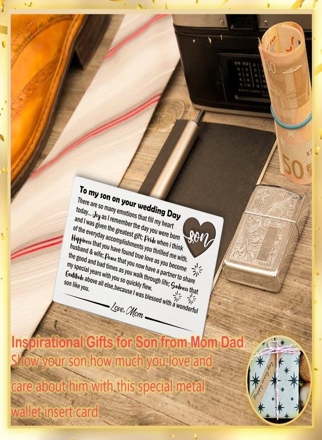 YODOCAMP Son Wedding Gifts from Mom, Engraved Wallet Card Insert for Son on His Wedding Day, Groom On Wedding Day Card Gift Ideas, Son Wallet Card from Mother - Image 3
