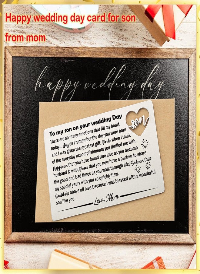 YODOCAMP Son Wedding Gifts from Mom, Engraved Wallet Card Insert for Son on His Wedding Day, Groom On Wedding Day Card Gift Ideas, Son Wallet Card from Mother - Image 2