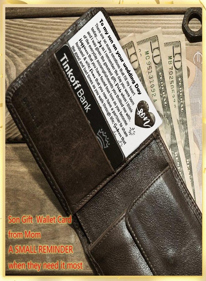 YODOCAMP Son Wedding Gifts from Mom, Engraved Wallet Card Insert for Son on His Wedding Day, Groom On Wedding Day Card Gift Ideas, Son Wallet Card from Mother - Image 4