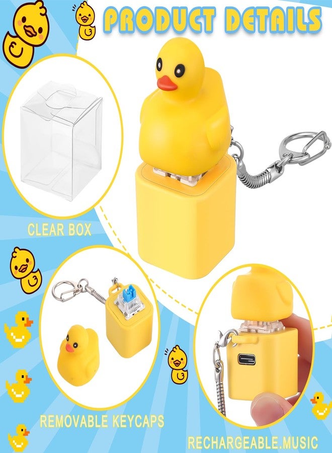 سلسلة مفاتيح على شكل بطة تصدر صوتاً، قابلة لإعادة الشحن، من سيمجوينج، أغطية مفاتيح لوحة مفاتيح على شكل بطة تصدر صوتاً، سلسلة مفاتيح ممتعة وسهلة الحمل لتخفيف التوتر والقلق، مزودة بأضواء ملونة، هدية مثالية لحشو سلة عيد الفصح - Image 3
