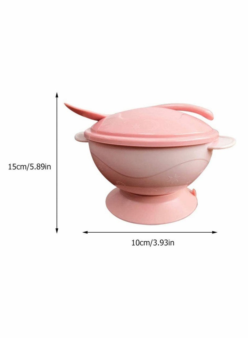 KASTWAVE 2 Sets Baby Feeding Bowls Suction Toddler Bowls Portable Dinner Suction Plates Tablewarefor Children Babies Kids (Pink+Green) - Image 2