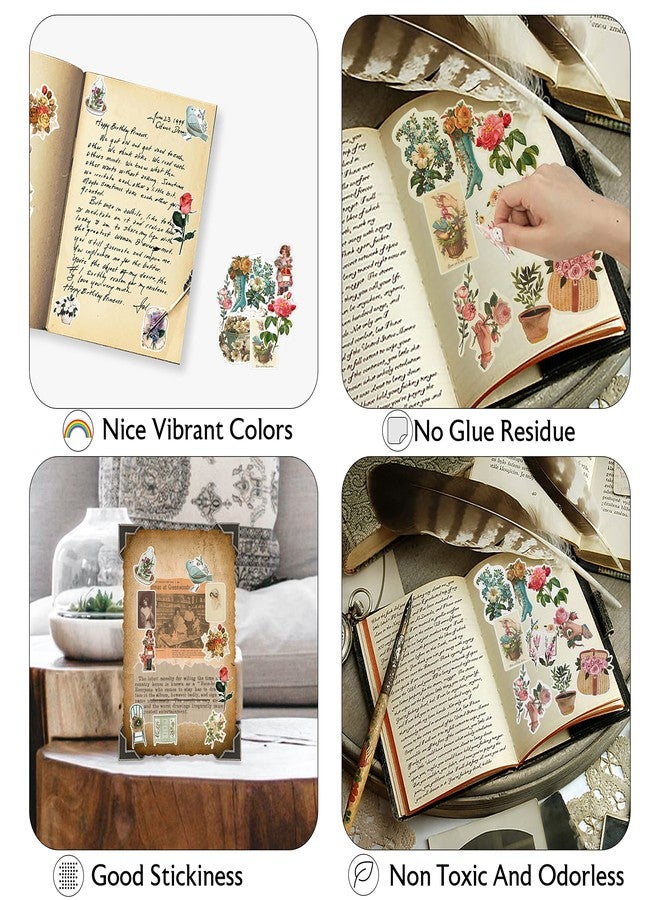 rousrie Vinyl Self-Adhesive Stickers for Journal (Pack of 60), Vintage Theme Non Duplicate Sticker for Scrapbook, Journalling, Aesthetic Journaling Kit for Art and Craft Decor - Image 3