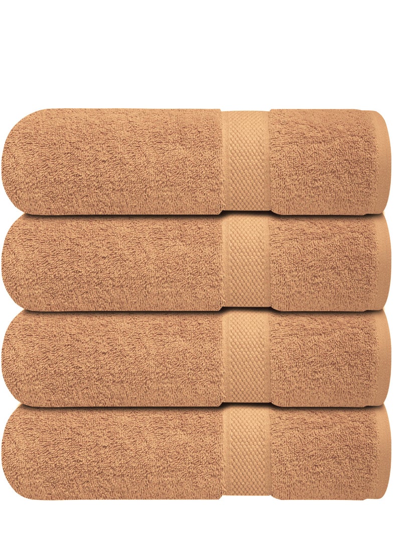 Infinitee Xclusives Premium Bath Towels Set Pack of 4-100% Ring Spun Cotton Towels - Beige Bath Towels 68cm x 137cm - Soft Feel, Quick Dry, Highly Absorbent Durable Towels, Perfect for Daily Use by Infinitee Xclusives  - Image 1