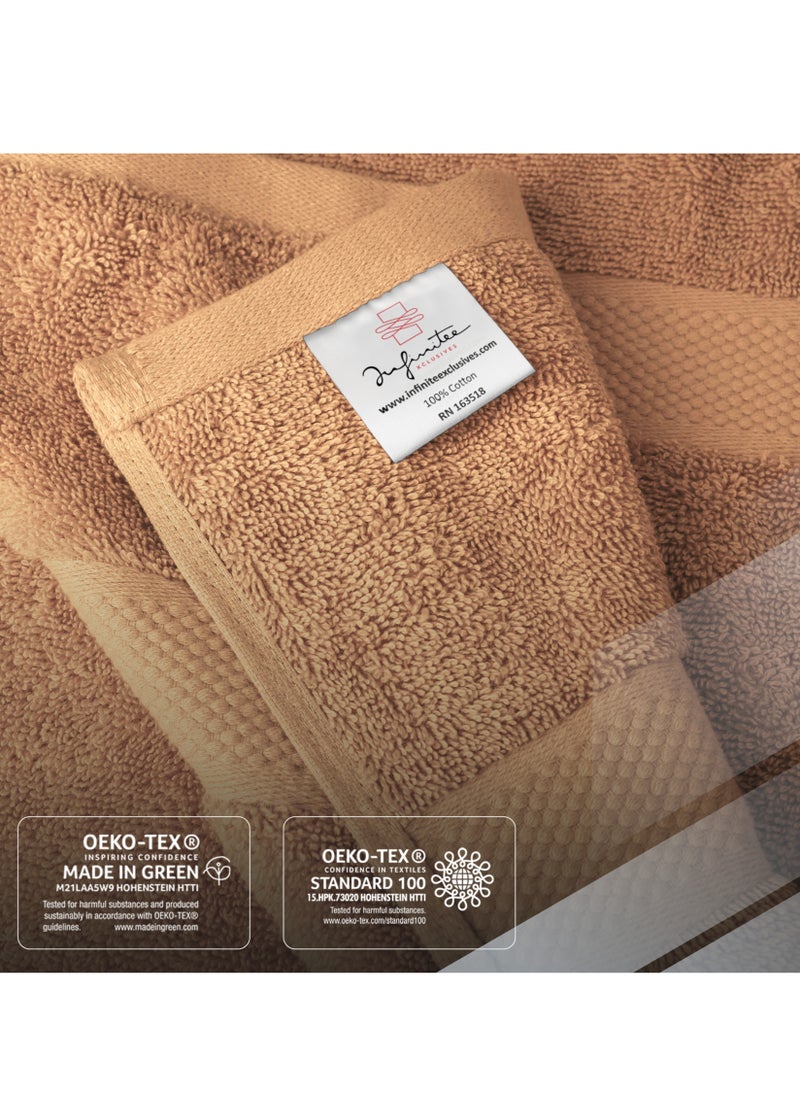 Infinitee Xclusives Premium Bath Towels Set Pack of 4-100% Ring Spun Cotton Towels - Beige Bath Towels 68cm x 137cm - Soft Feel, Quick Dry, Highly Absorbent Durable Towels, Perfect for Daily Use by Infinitee Xclusives  - Image 5