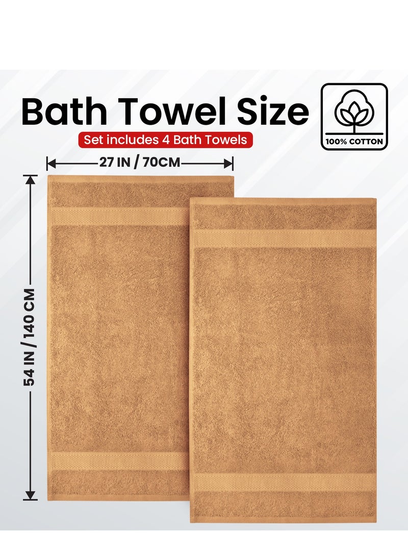 Infinitee Xclusives Premium Bath Towels Set Pack of 4-100% Ring Spun Cotton Towels - Beige Bath Towels 68cm x 137cm - Soft Feel, Quick Dry, Highly Absorbent Durable Towels, Perfect for Daily Use by Infinitee Xclusives  - Image 3