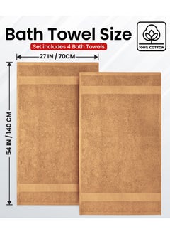 Infinitee Xclusives Premium Bath Towels Set Pack of 4-100% Ring Spun Cotton Towels - Beige Bath Towels 68cm x 137cm - Soft Feel, Quick Dry, Highly Absorbent Durable Towels, Perfect for Daily Use by Infinitee Xclusives  - Image 4