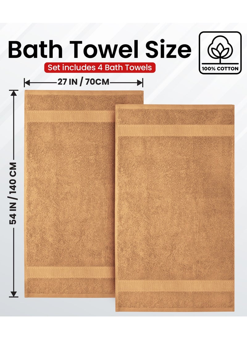 Infinitee Xclusives - Premium Bath Towels Set Pack of 4-100% Ring Spun Cotton Towels - Beige Bath Towels 68cm x 137cm - Soft Feel, Quick Dry, Highly Absorbent Durable Towels, Perfect for Daily Use by Infinitee Xclusives - Image 1