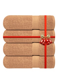 Infinitee Xclusives Premium Bath Towels Set Pack of 4-100% Ring Spun Cotton Towels - Beige Bath Towels 68cm x 137cm - Soft Feel, Quick Dry, Highly Absorbent Durable Towels, Perfect for Daily Use by Infinitee Xclusives  - Image 1