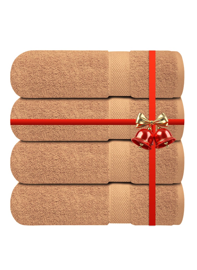 Infinitee Xclusives - Premium Bath Towels Set Pack of 4-100% Ring Spun Cotton Towels - Beige Bath Towels 68cm x 137cm - Soft Feel, Quick Dry, Highly Absorbent Durable Towels, Perfect for Daily Use by Infinitee Xclusives - Image 1