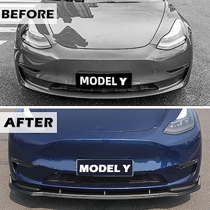 FLAMPETUS Fit Tesla Model Y Front Bumper Lip Kit Front Spoiler Wing Matte Carbon Fiber Splitter Trim Model Y Accessories 2017-2023 - Image 5