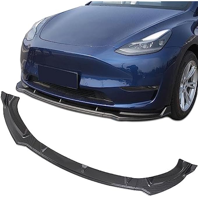 FLAMPETUS Fit Tesla Model Y Front Bumper Lip Kit Front Spoiler Wing Matte Carbon Fiber Splitter Trim Model Y Accessories 2017-2023 - Image 1