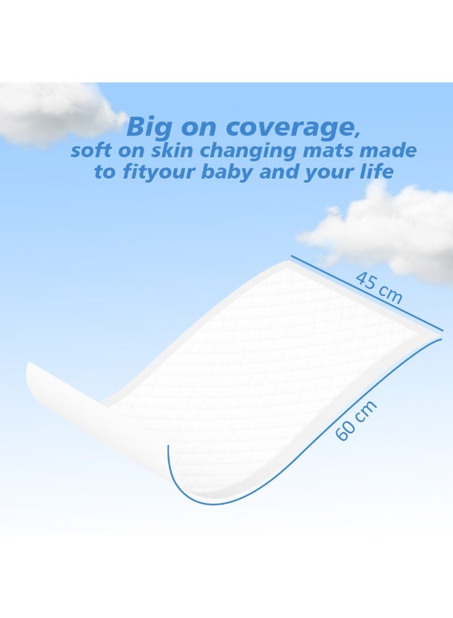 لطف وحضن مفارش تغيير حفاضات الأطفال من كيوت آند كدل – مقاس 60x45 سم، أبيض، عبوة 60 قطعة – مقاومة للماء، ناعمة جدًا، فائقة الامتصاص، مفارش مضادة للتسرب لحديثي الولادة والرضع - Image 2