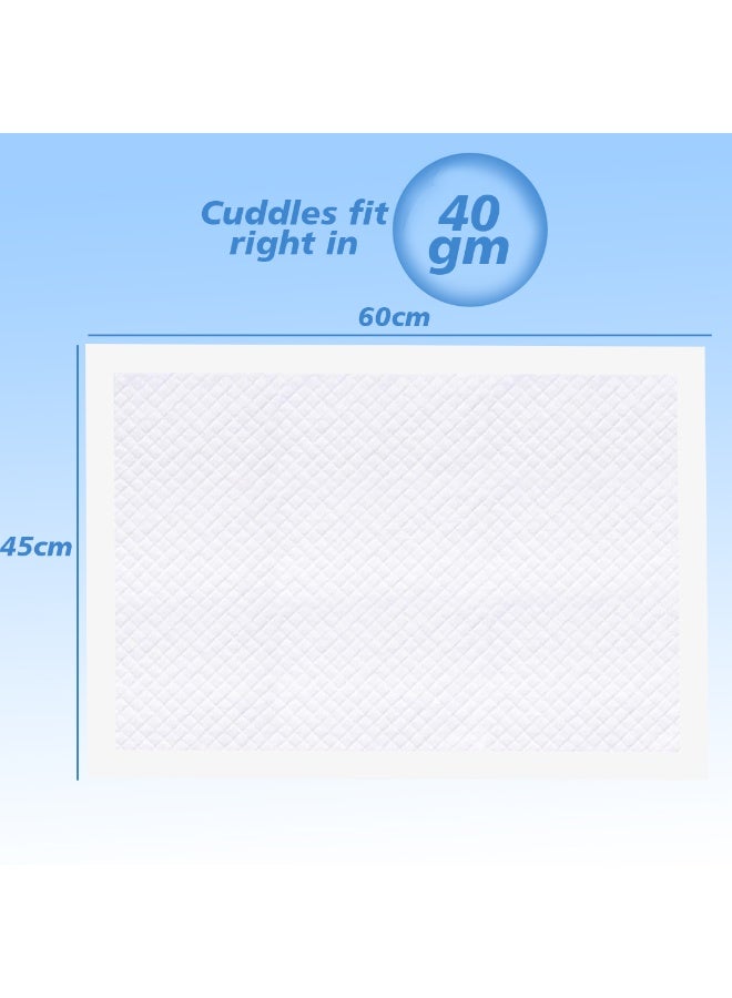 لطف وحضن مفارش تغيير حفاضات الأطفال من كيوت آند كدل – مقاس 60x45 سم، أبيض، عبوة 60 قطعة – مقاومة للماء، ناعمة جدًا، فائقة الامتصاص، مفارش مضادة للتسرب لحديثي الولادة والرضع - Image 4