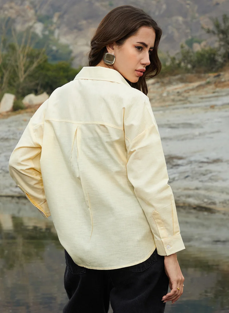 كامبوس سوترا Women's Butter Yellow Solid Oversized Shirt