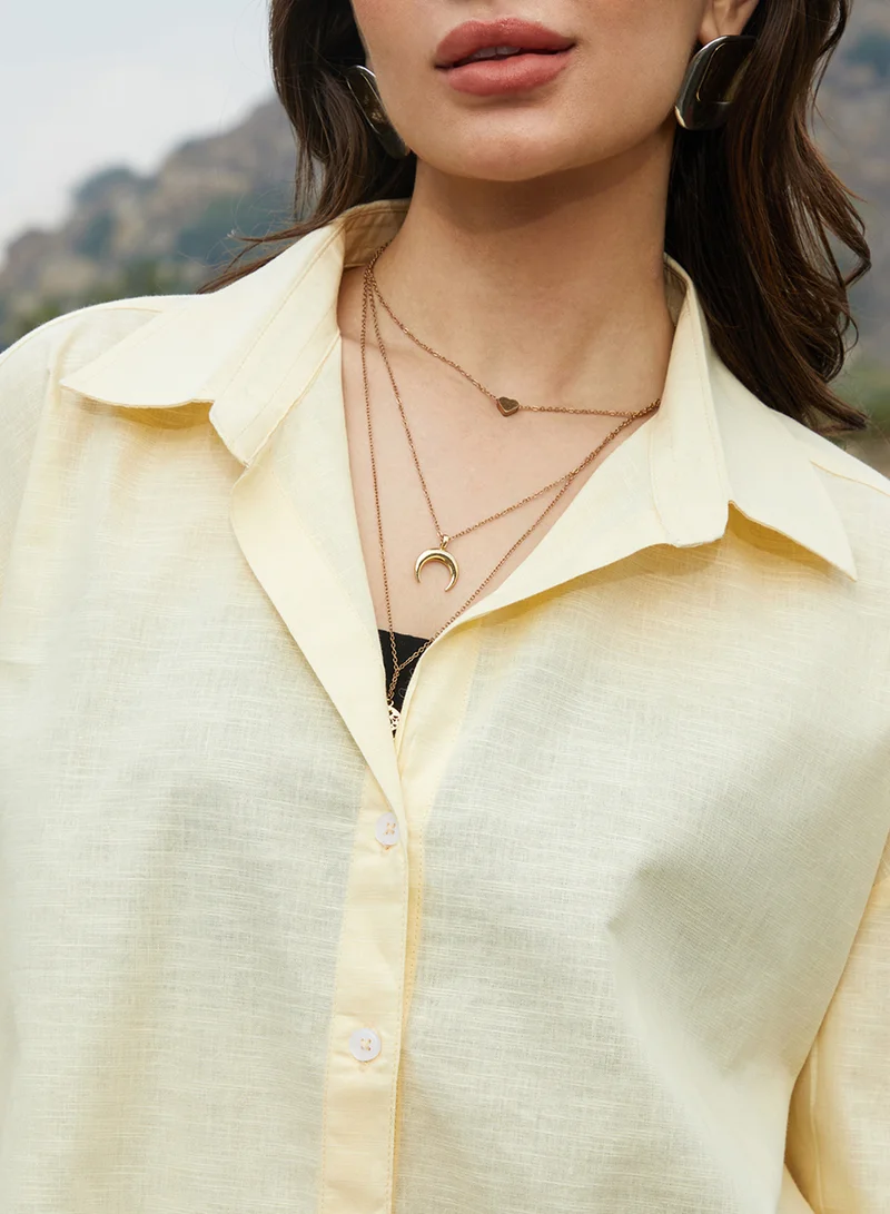 كامبوس سوترا Women's Butter Yellow Solid Oversized Shirt