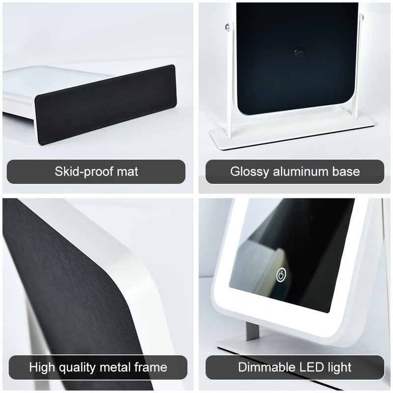YEKKOPT Small Desk Mirror with Lights, Lighted Makeup Mirror with Light, Portable Tabletop Make Up Mirror for Desk, Vanity Mirror with Lights,Smart Touch Control, Dual Power Supply, 360Â°Rotation - Image 5