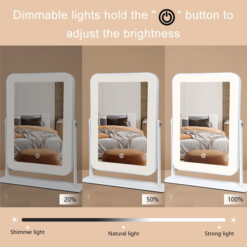 YEKKOPT Small Desk Mirror with Lights, Lighted Makeup Mirror with Light, Portable Tabletop Make Up Mirror for Desk, Vanity Mirror with Lights,Smart Touch Control, Dual Power Supply, 360Â°Rotation - Image 4