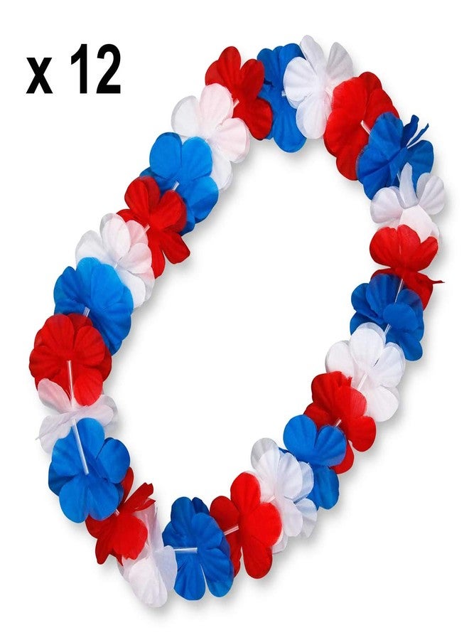 LALASTAR أكاليل زهور لالاستار باللون الأحمر والأبيض والأزرق، زينة يوم الذكرى، زينة وطنية ليوم الذكرى في الرابع من يوليو، هدايا حفلات هاواي لواو، عبوة من 12 قطعة - Image 2